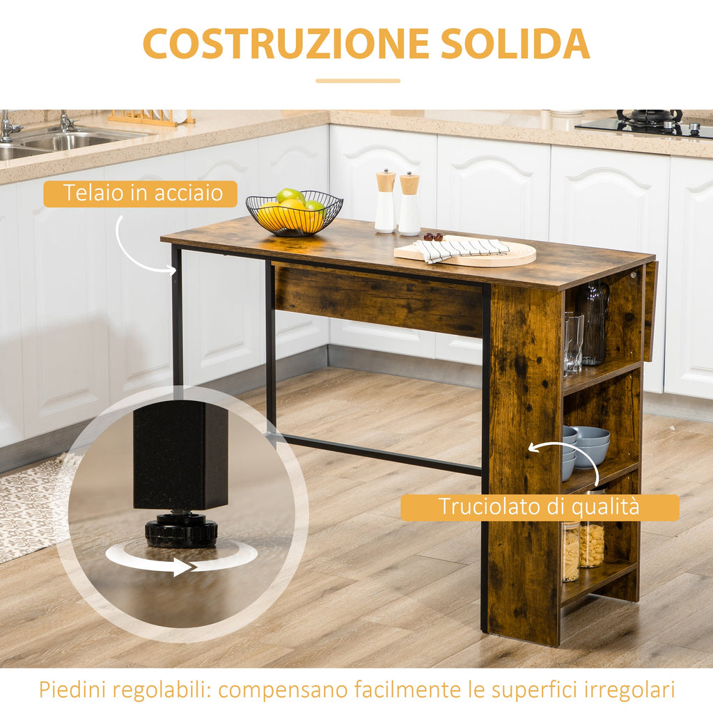 EasyComfort Vouwbare bar industrieel met 3-planken 120x76x91.4 cm