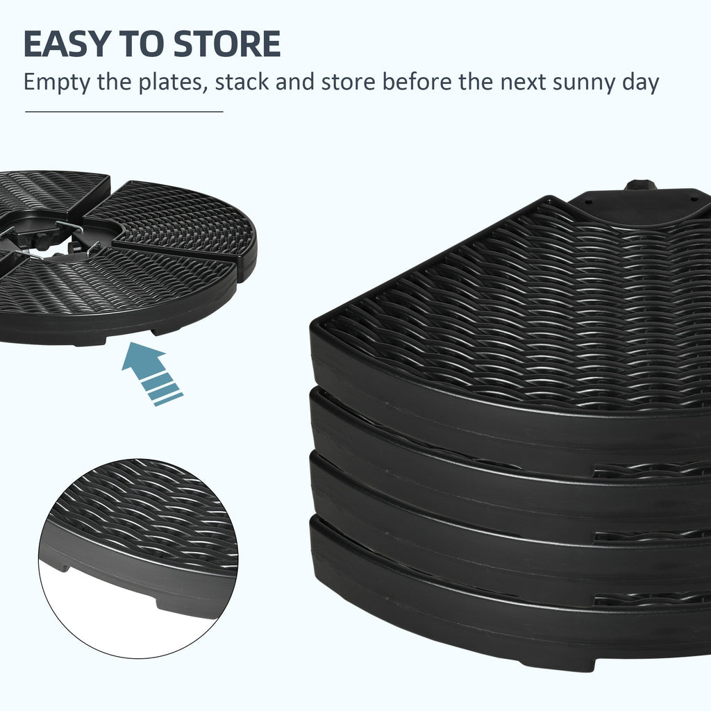 EasyComfort Base parasolvoet set 4x HDPE navulbaar Ø100x8A cm zwart