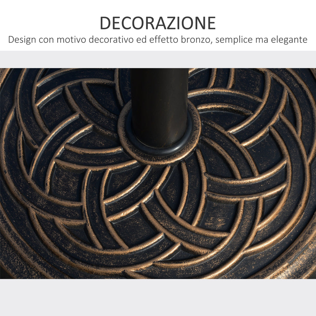 Easycomfort Base per Ombrellone Rotonda da 12kg in Resina with Decorazione, per Pali da 38mm e 48mm, Φ45x33cm, Bronzo