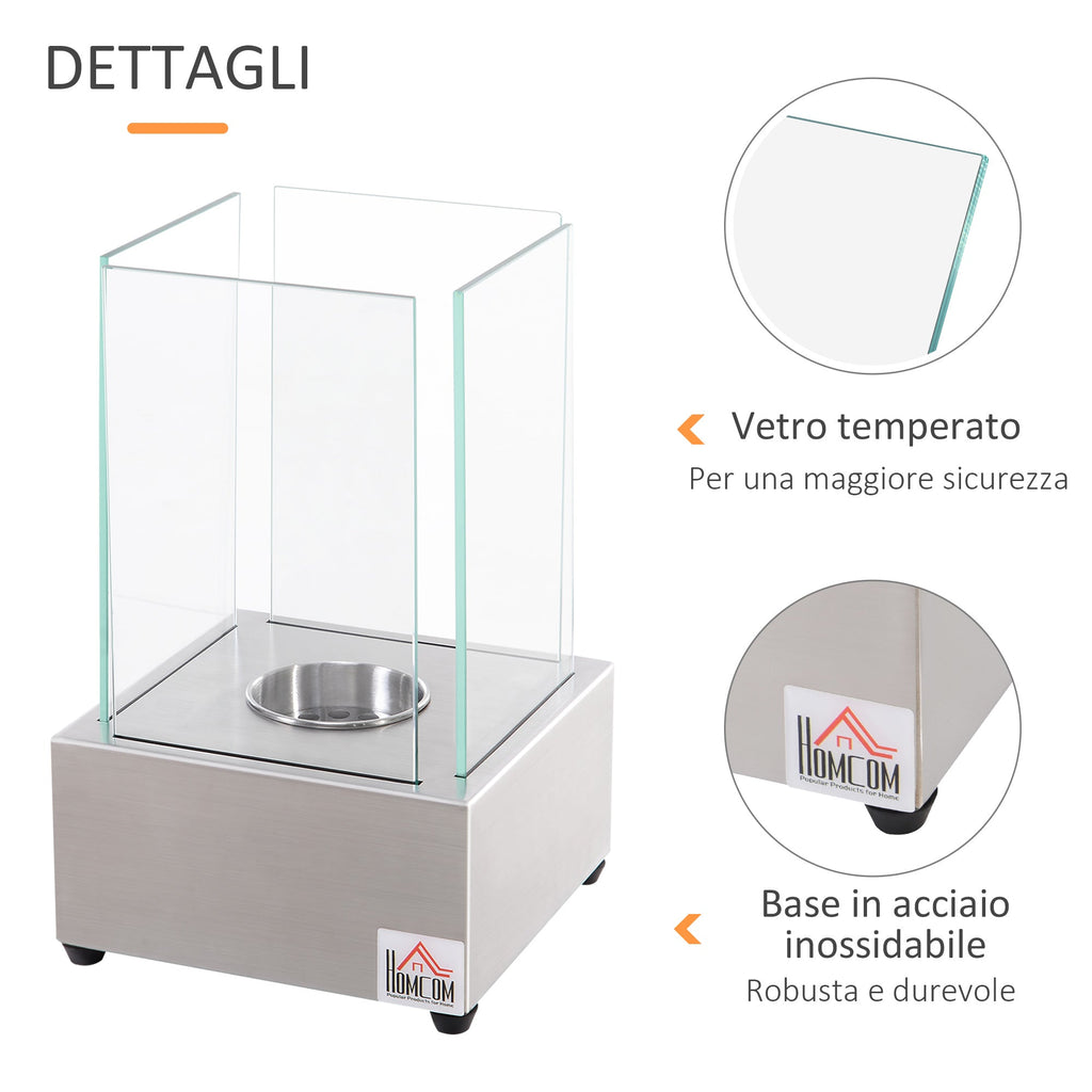 EasyComfort bio-ethanol tafelhaard 0.4L 20x20x33cm, zilver