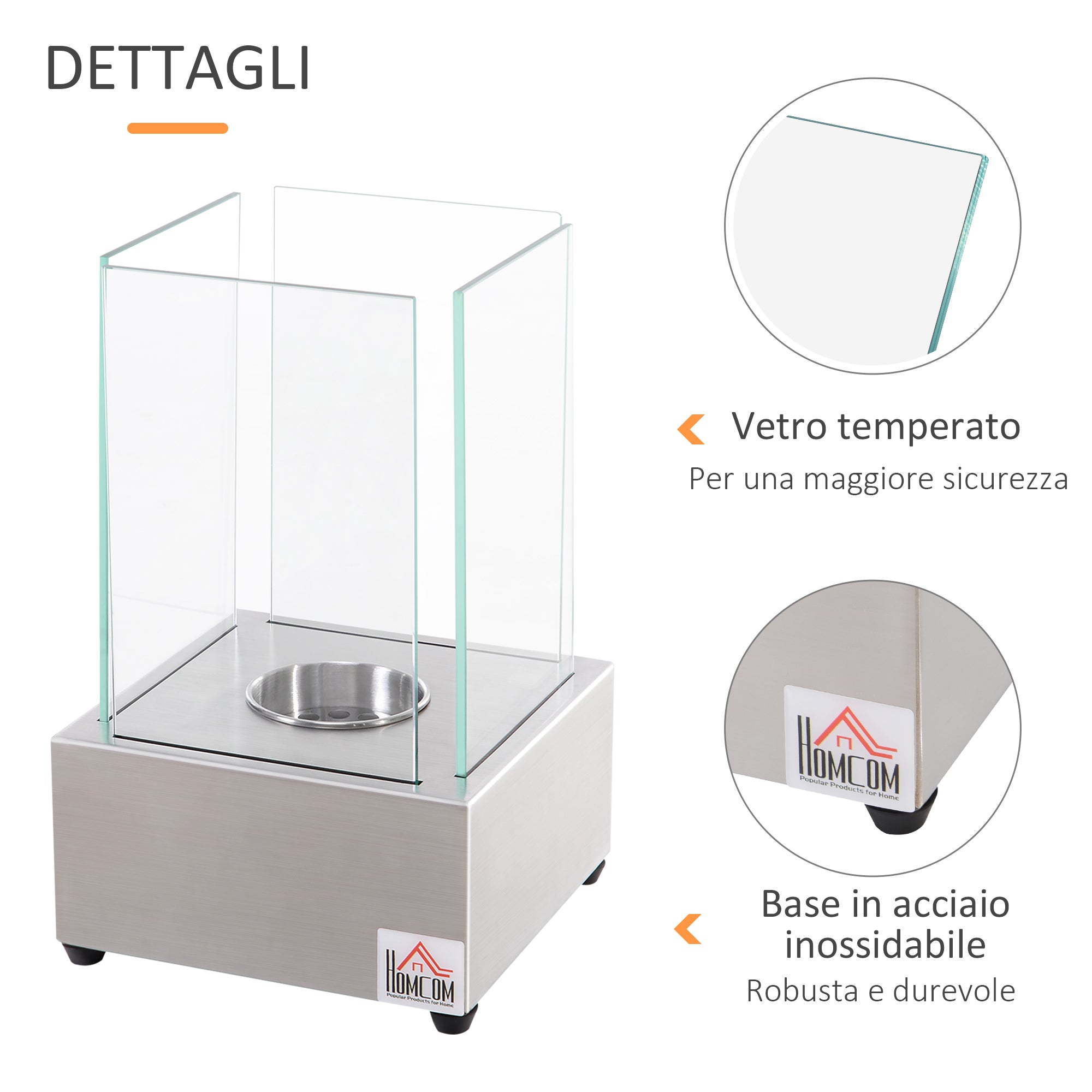 EasyComfort bio-ethanol tafelhaard 0.4L 20x20x33cm, zilver