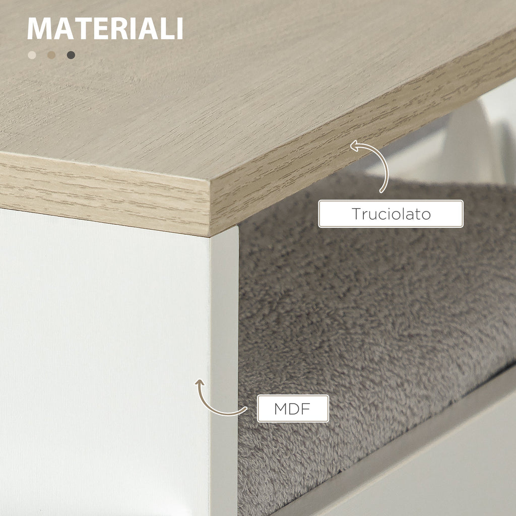 Easycomfort Carrello Bagno Salvaspazio a 3 Ripiani with Rotelle e Maniglia in Legno, 48x15x80cm, white