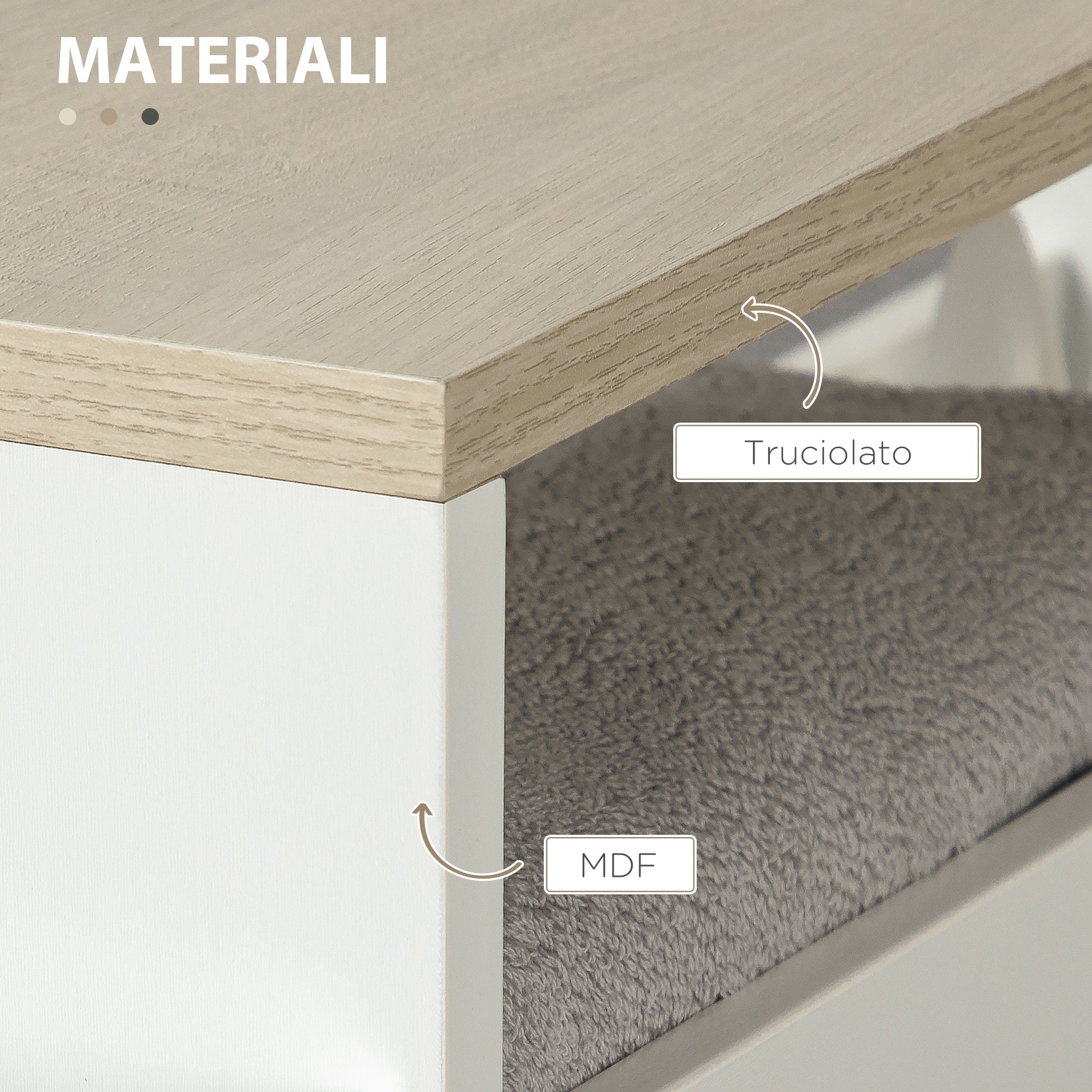 Easycomfort Carrello Bagno Salvaspazio a 3 Ripiani with Rotelle e Maniglia in Legno, 48x15x80cm, white