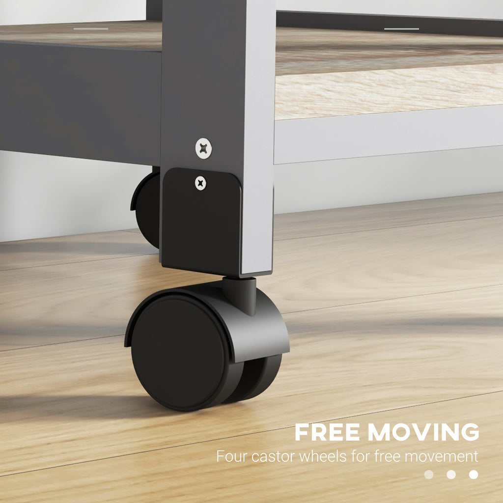 Easycomfort Carrello da Cucina with Cassetto, 2 Vassoi Estraibili e Ripiano Fisso, in Legno di Pino e MDF, 37x37x76 cm