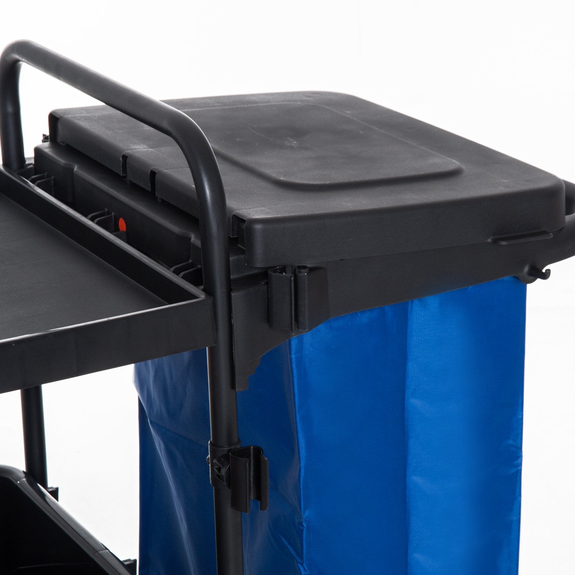 Easycomfort Carrello Pulizie Professionale a 3 Ripiani with Sacco per Immondizia, Ganci per Scopa, Secchio Lavapavimenti with Strizzatore per Mocio e 5 Ruote, per Hotel e Albergo, 111x63.3x103 cm, black