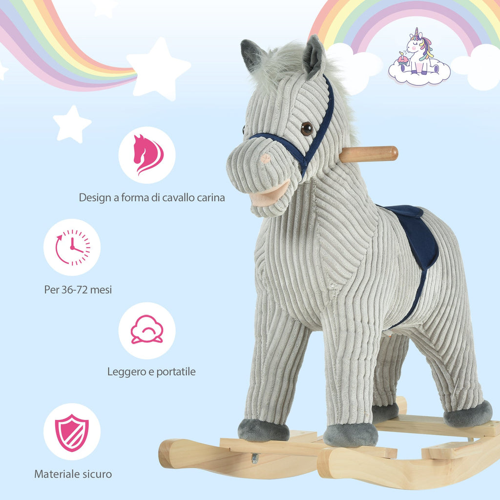 EasyComfort Cavallo schommelpaard voor kinderen 3–6 jaar, met geluid, 73x35x64 cm