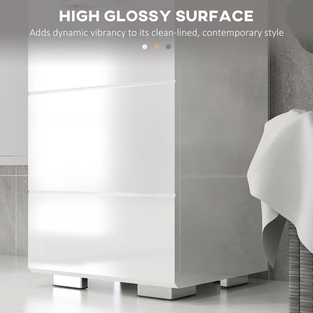 Easycomfort Colonna Bagno in MDF with Ripiano Aperto, Cassetto e Armadietto Chiuso, 37x32.5x170 cm, white