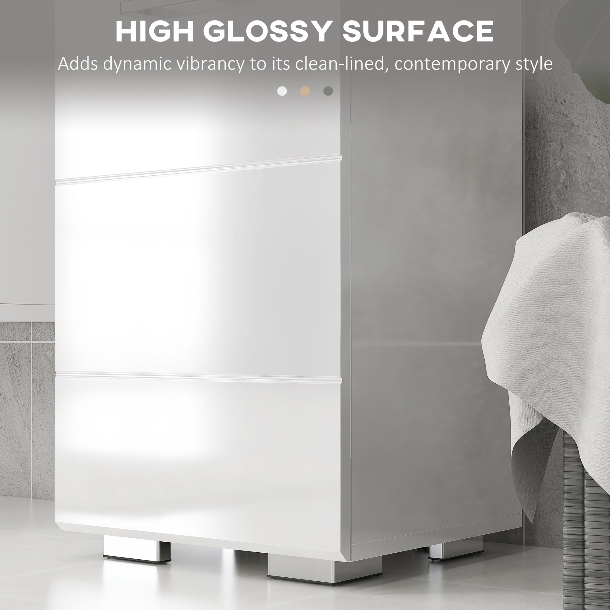 Easycomfort Colonna Bagno in MDF with Ripiano Aperto, Cassetto e Armadietto Chiuso, 37x32.5x170 cm, white