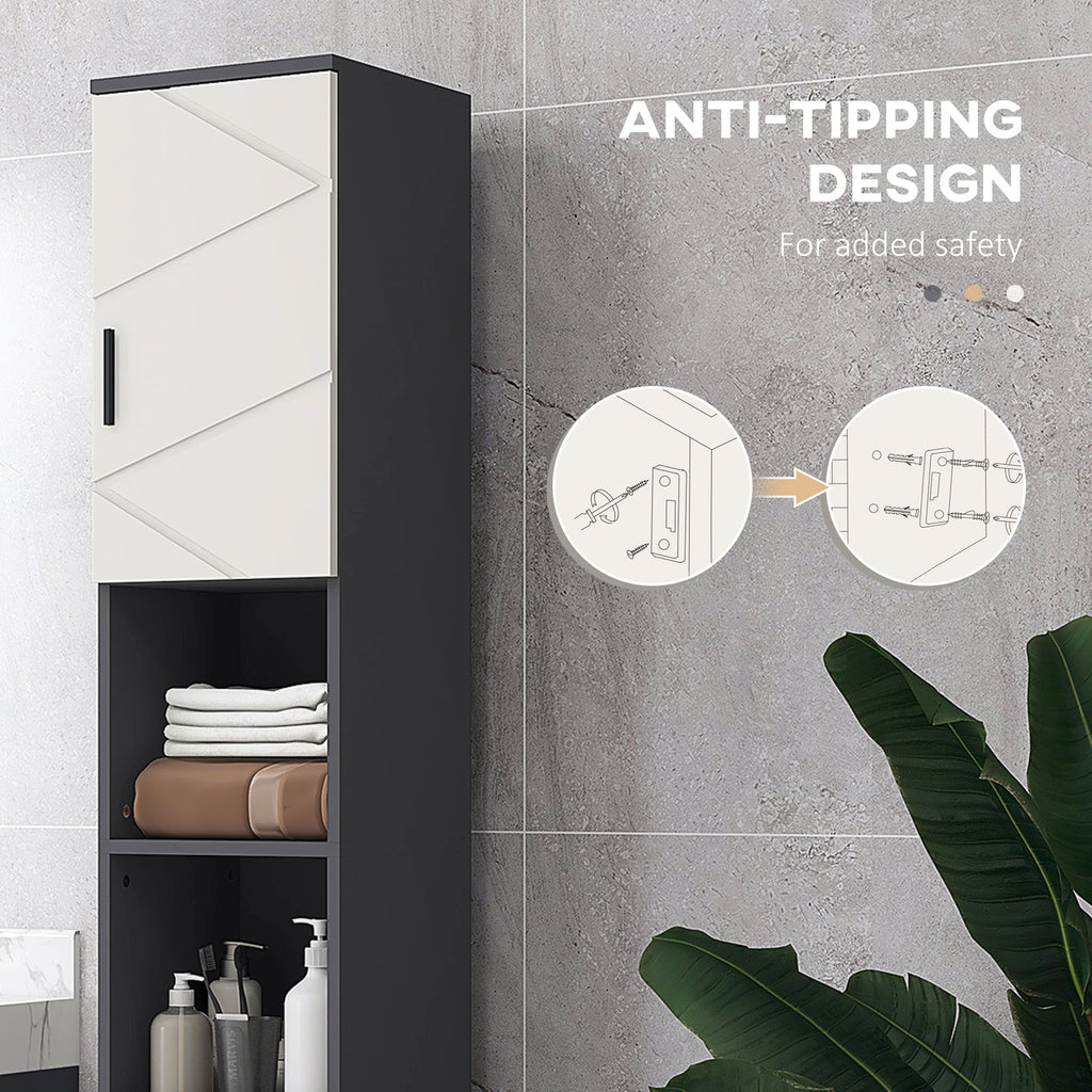 Easycomfort Colonna Bagno in Truciolato with 2 Ripiani Aperti e 2 Armadietti a 2 Livelli, 30x30x183 cm, Grigio