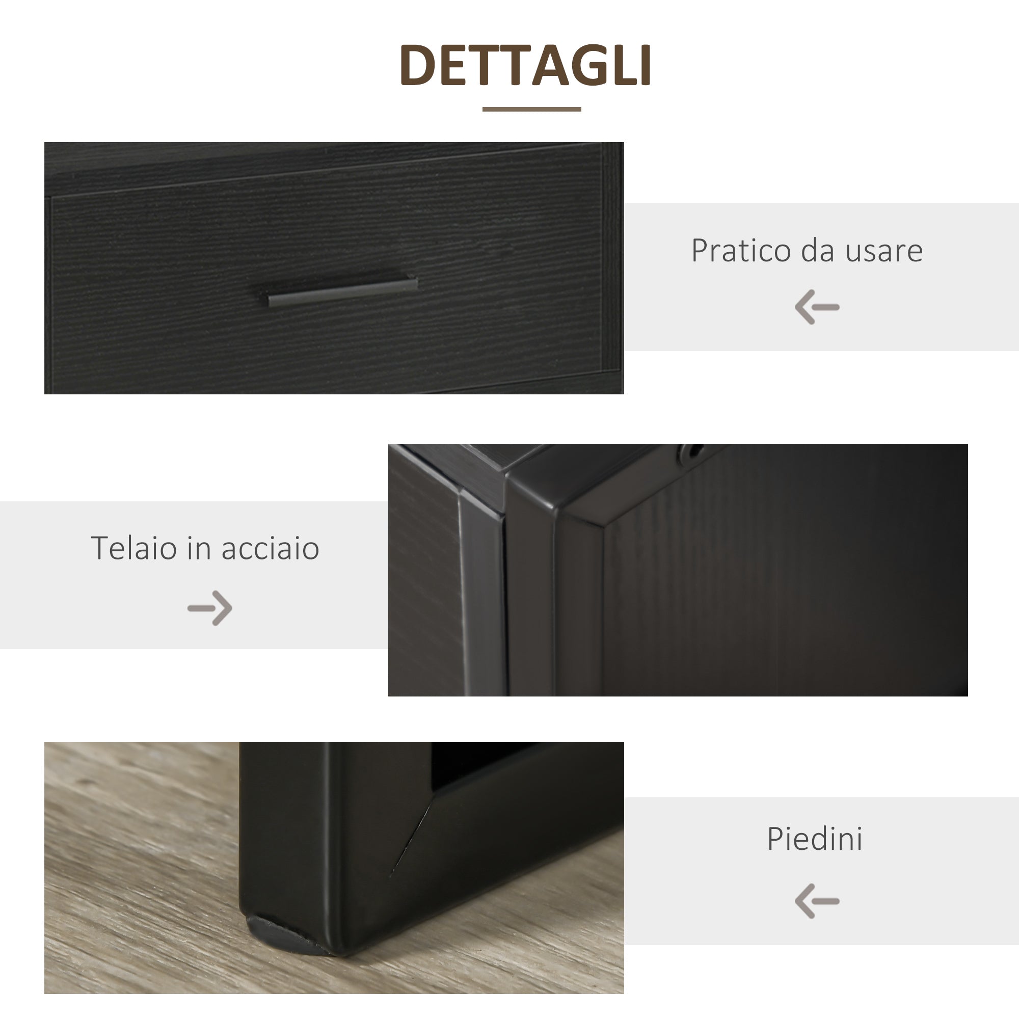 EasyComfort set van 2 nachtkastjes met lade en open schap 45x40x60 cm zwart