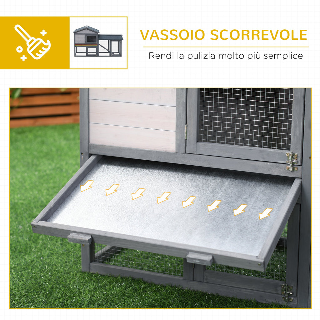 EASYCOMFORT Outdoor Wooden Hutch House with Roof and Fence