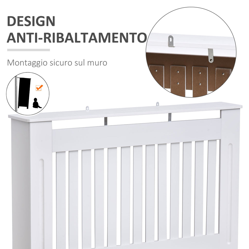 EasyComfort Copritermosifone a Doghe in MDF per Casa e Ufficio, 112x19x81 cm, white