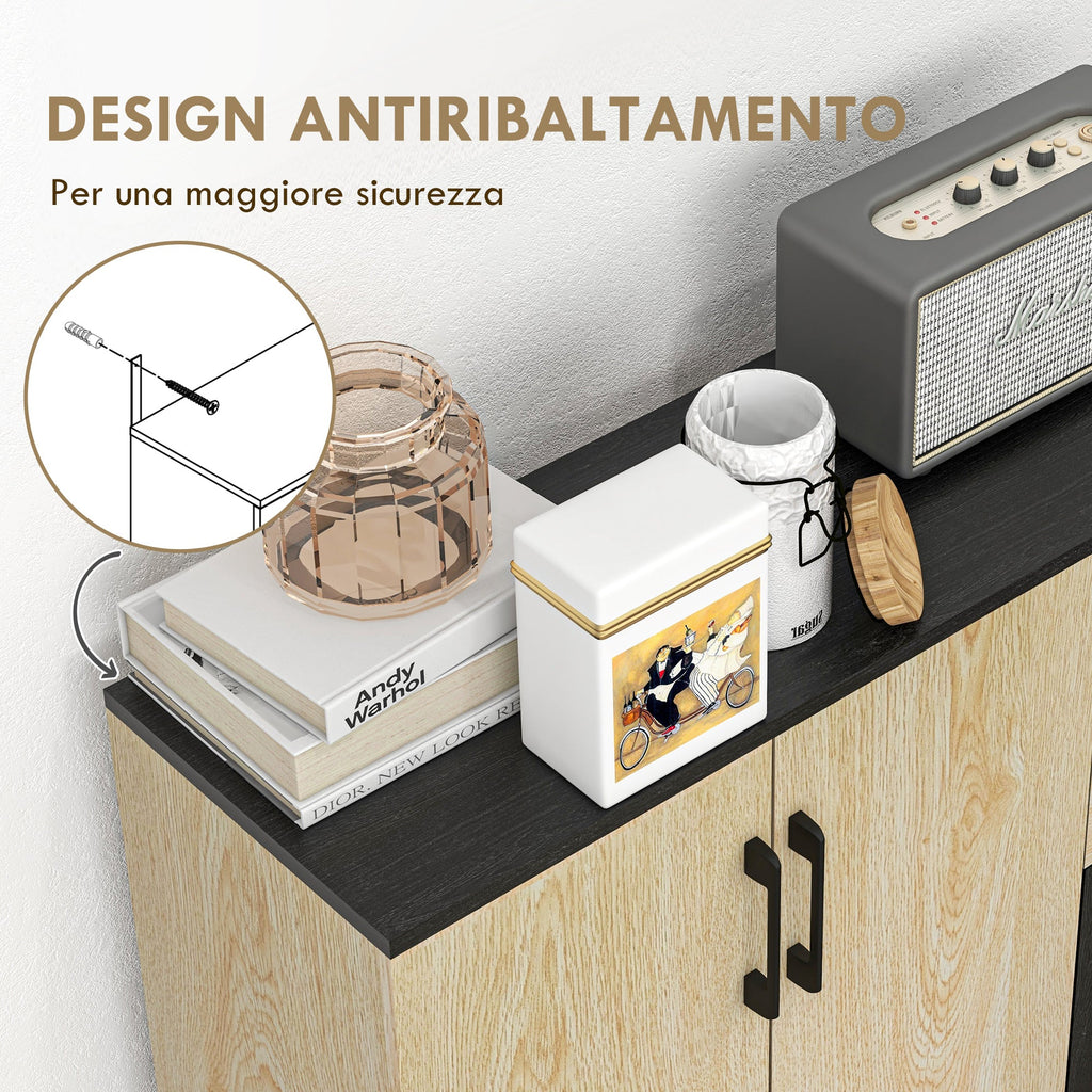 EasyComfort Credenza Moderna Dressoir 2 kasten & 2 lades 90x30x75.5 cm