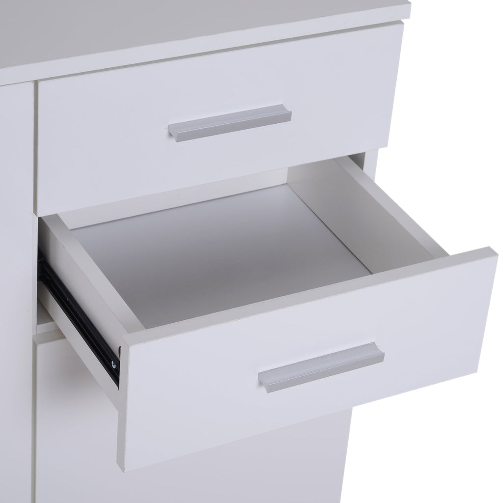 Easycomfort Credenza Soggiorno with 3 Armadietti e 2 Cassetti, Madia Soggiorno Moderna Salvaspazio with Ripiano Regolabile in Legno, 106x35x76 cm, white