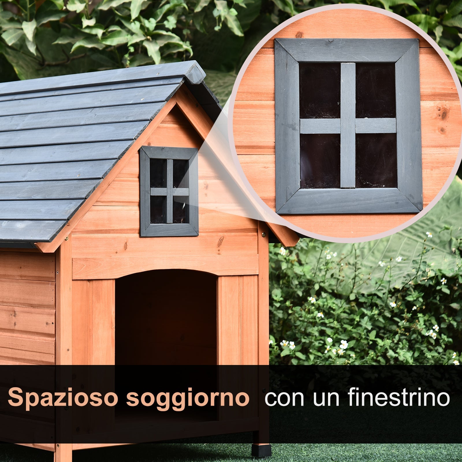 EASYCOMFORT Raised Kennel for Dogs up to 30 kg in Wood 81.3x91.5x98.5 cm