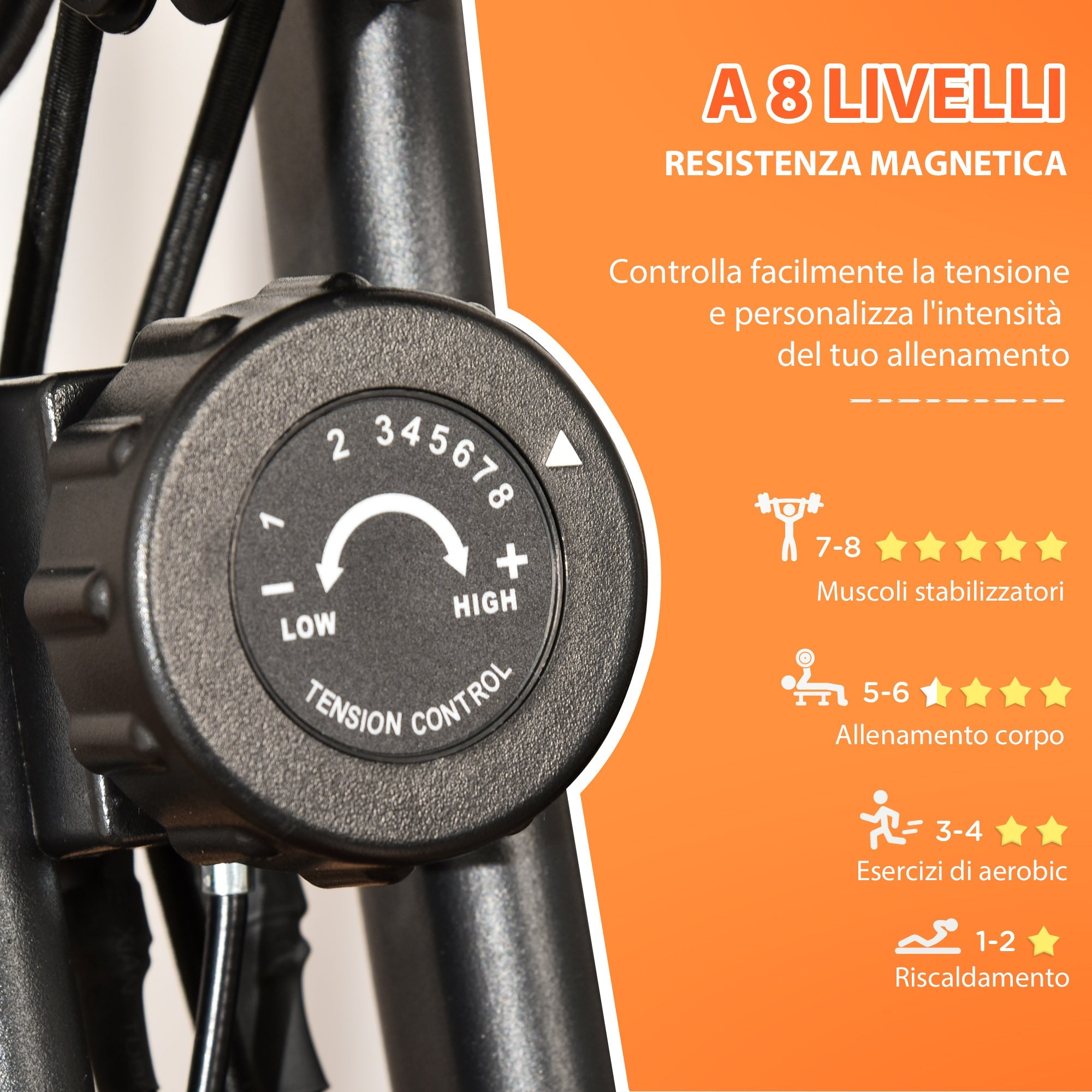 Easycomfort Cyclette Pieghevole 2 in 1, Resistenza Magnetica Regolabile 8 Livelli, Bici da Fitness with Sensore di Frequenza Cardiaca, Elastici per Braccia, Schermo LCD, Rosso