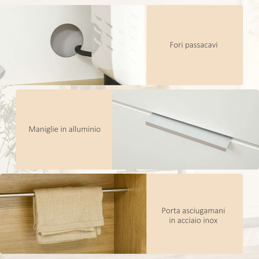 Easycomfort Dispensa da Cucina in Truciolato with Armadietti, Cassetti, Ripiani Regolabili e Appendino, 93x40x180 cm