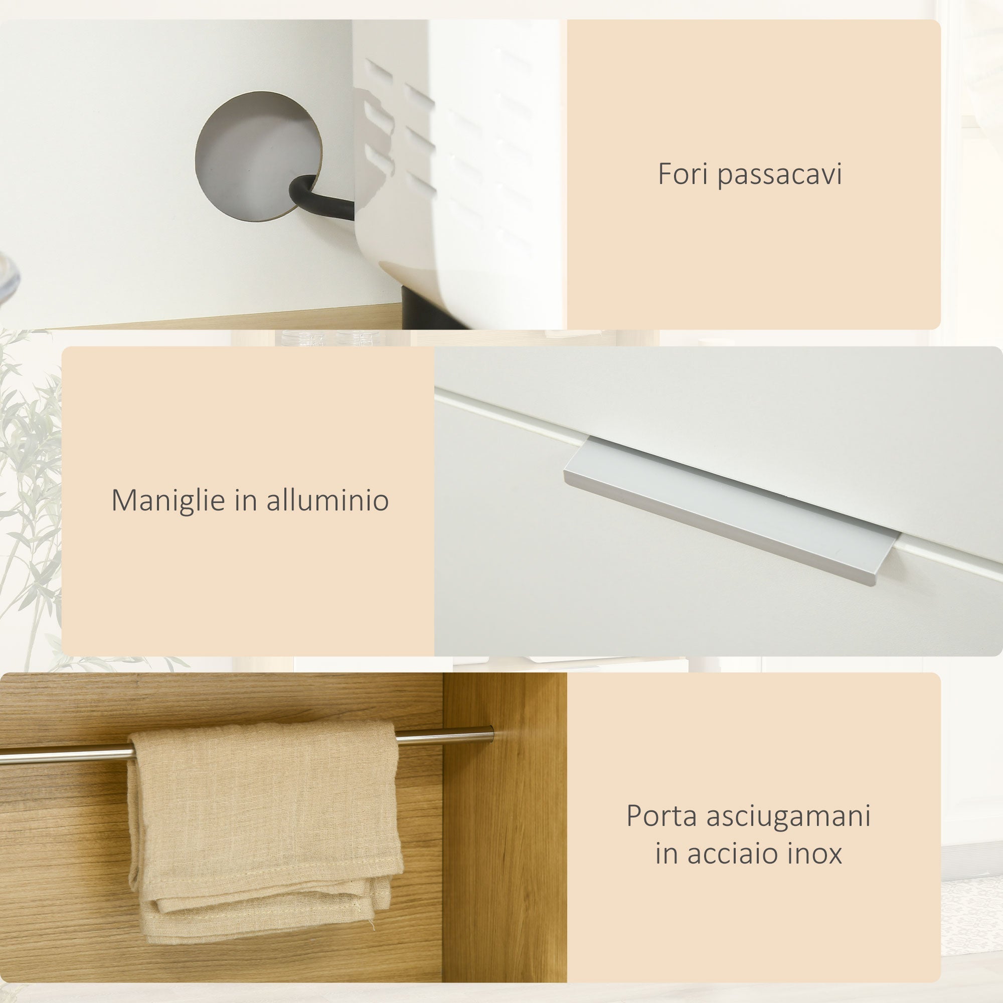Easycomfort Dispensa da Cucina in Truciolato with Armadietti, Cassetti, Ripiani Regolabili e Appendino, 93x40x180 cm