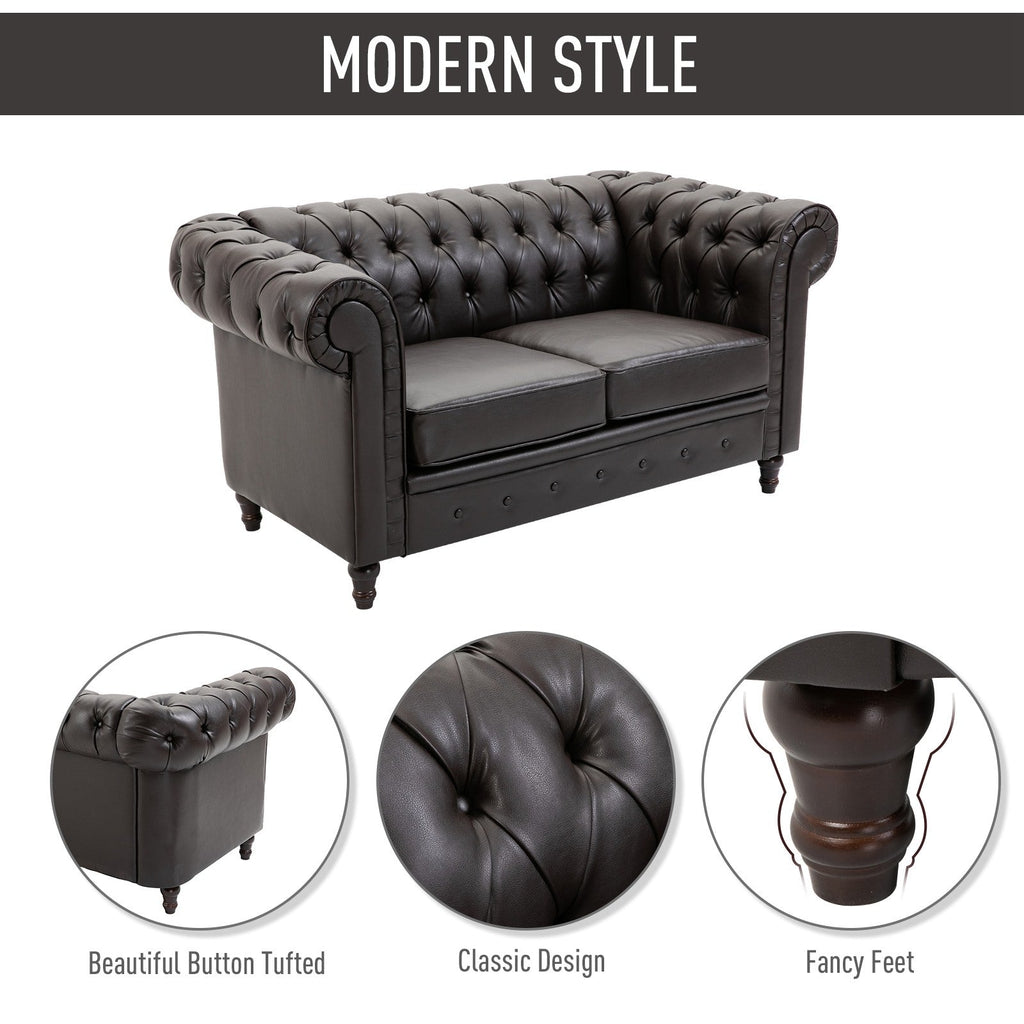 EasyComfort 2-zits Chesterfield-bank PU-leer, 160x84x80 cm