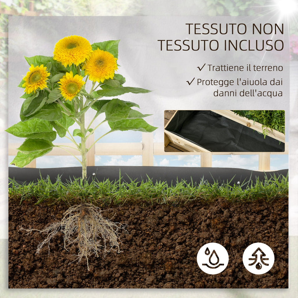 Easycomfort Fioriera da Esterno a 3 Livelli with Grigliato in Legno di Abete e Tessuto non Tessuto, 95x95x110 cm