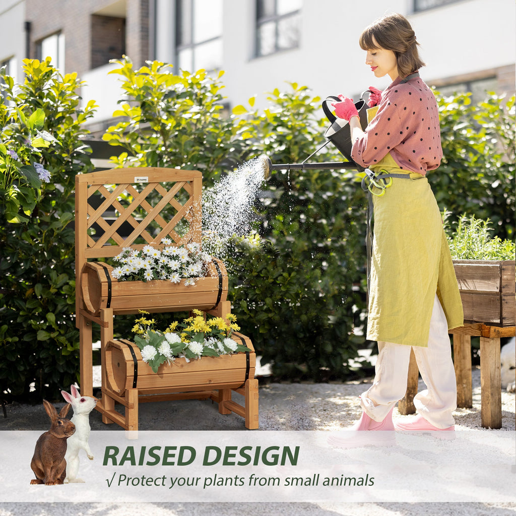 Easycomfort Fioriera da Esterno a Mezza Botte in Legno d'Abete with Design Verticale Rialzato, 45x45x80 cm