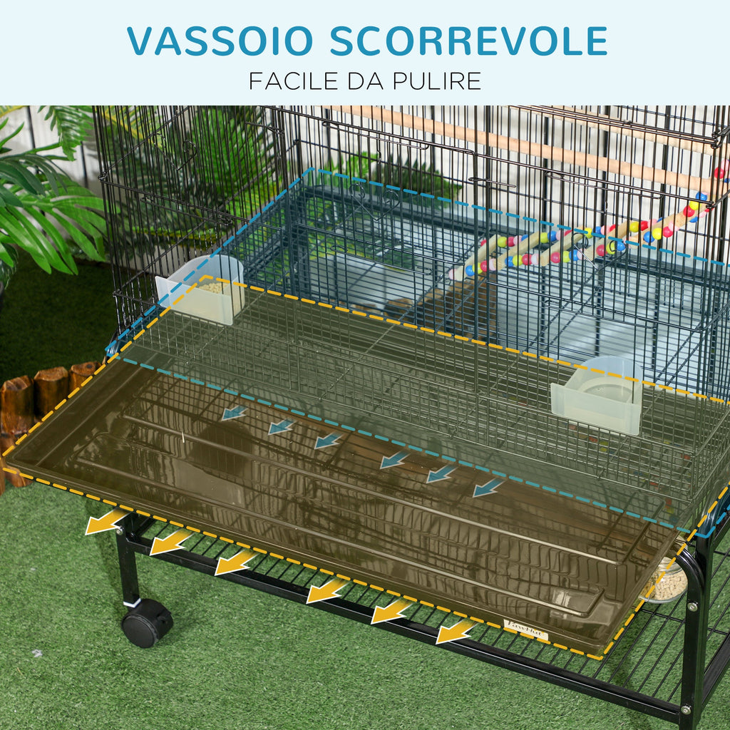EasyComfort Vogelkooi staal met zitstokken en accessoires 79x49x133 cm