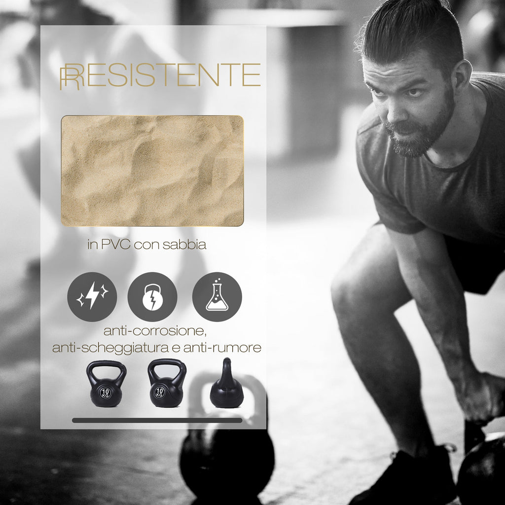 Easycomfort Kettlebell da 10 kg per Sport e Fitness in PVC with Sabbia e Maniglia Liscia Anti-Sfregamento