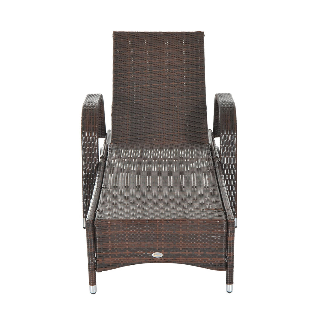 EASYCOMFORT Garden Sun Lounger, Deck Chair with Wheels for Beach in Rattan Adjustable Height