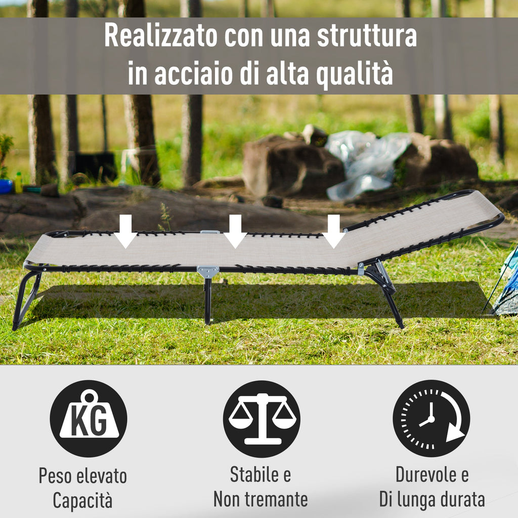 Easycomfort Lettino Prendisole in Acciaio e Tessuto Traspirante with Schienale Reclinabile, 197x58x30 cm