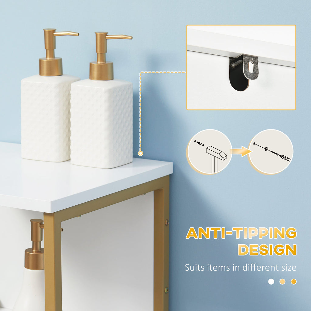 Easycomfort Mobile Colonna Bagno with Cassetto, Armadietto e Ripiano in Legno e Metallo, 30x30x105cm, white