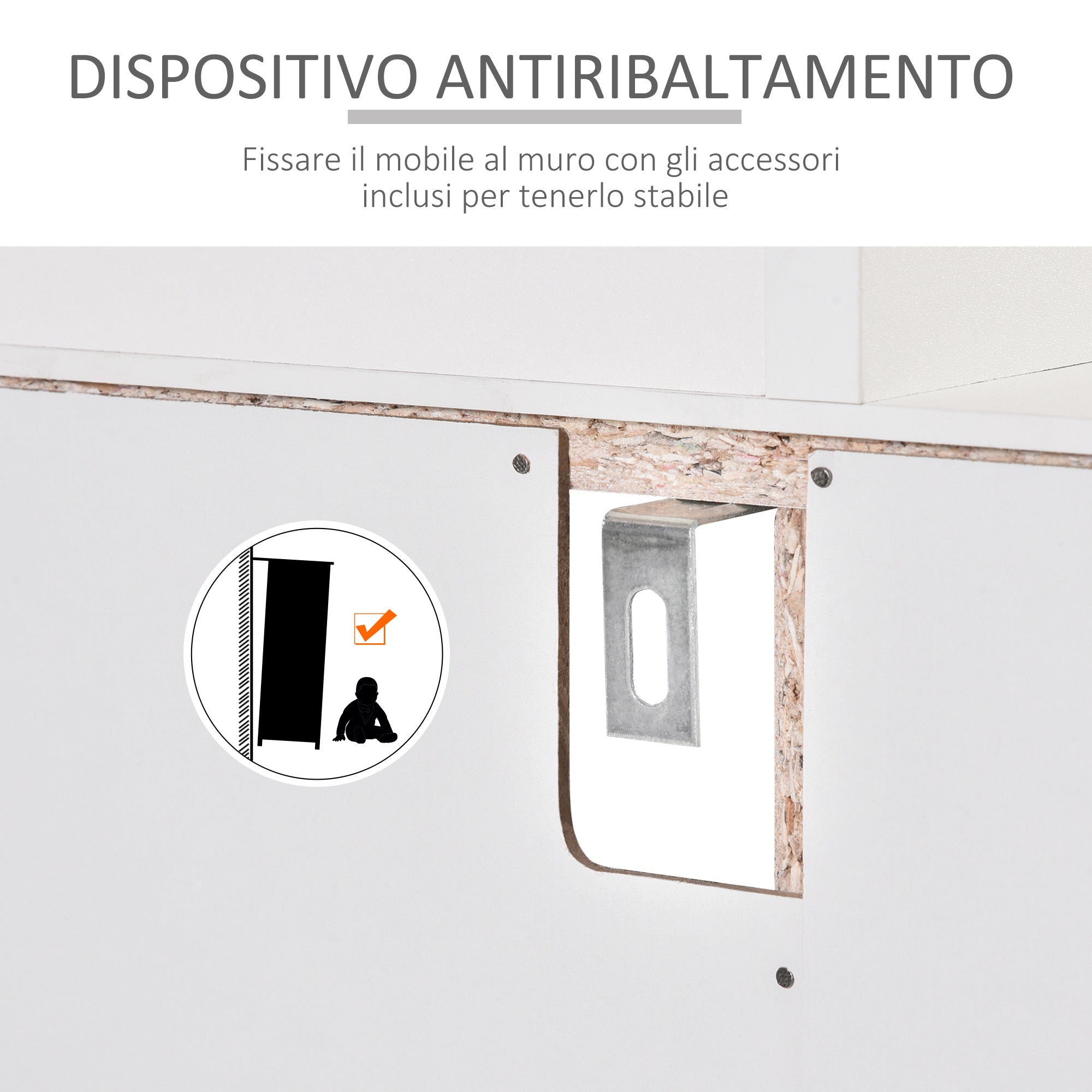 Easycomfort Mobile Cucina per Microonde with Armadietti, Mensole e Cassetto, Credenza Moderna in Legno 90x40x120cm white