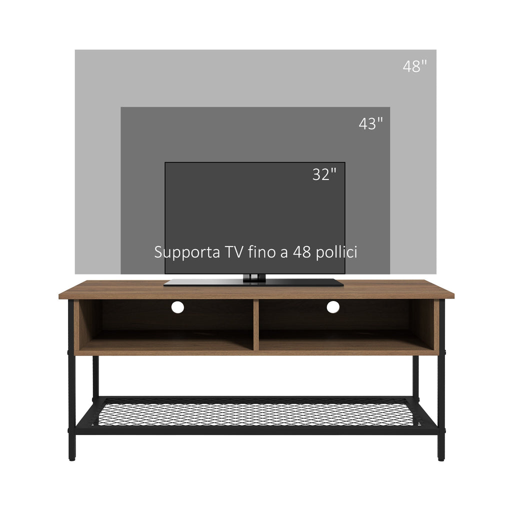 Easycomfort Mobile Porta TV fino 48" Stile Industriale in Legno e Acciaio, 110x40x48cm, Marrone e black