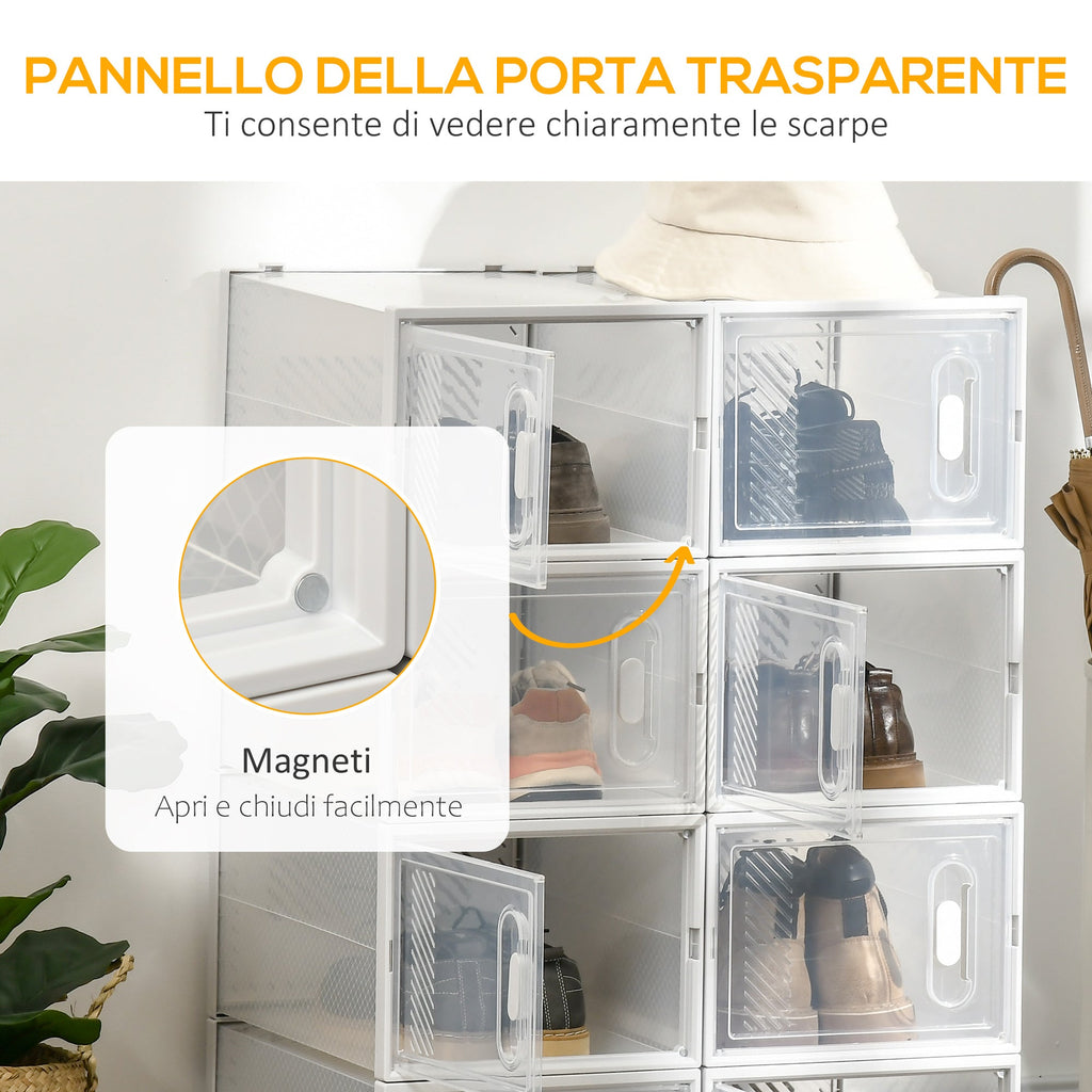 Easycomfort Mobile Scarpiera Modulare Salvaspazio, 8 Cubi 28x36x21 cm in Plastica PP, white