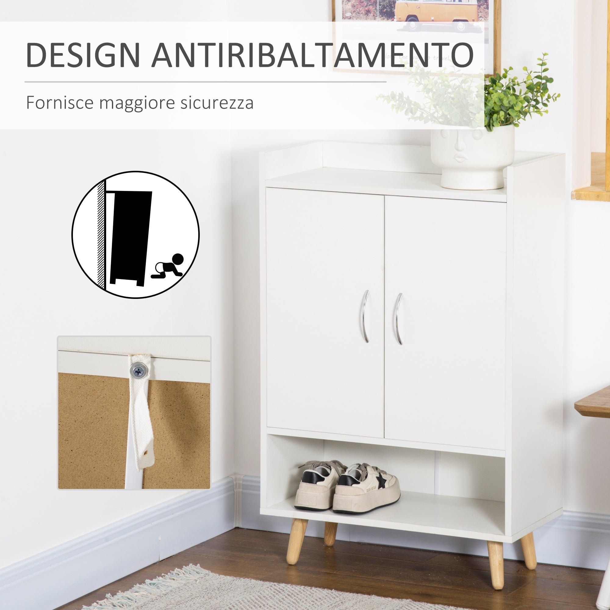 EasyComfort Mobile schoenenkast met open bovenblad, 60 x 30 x 92 cm
