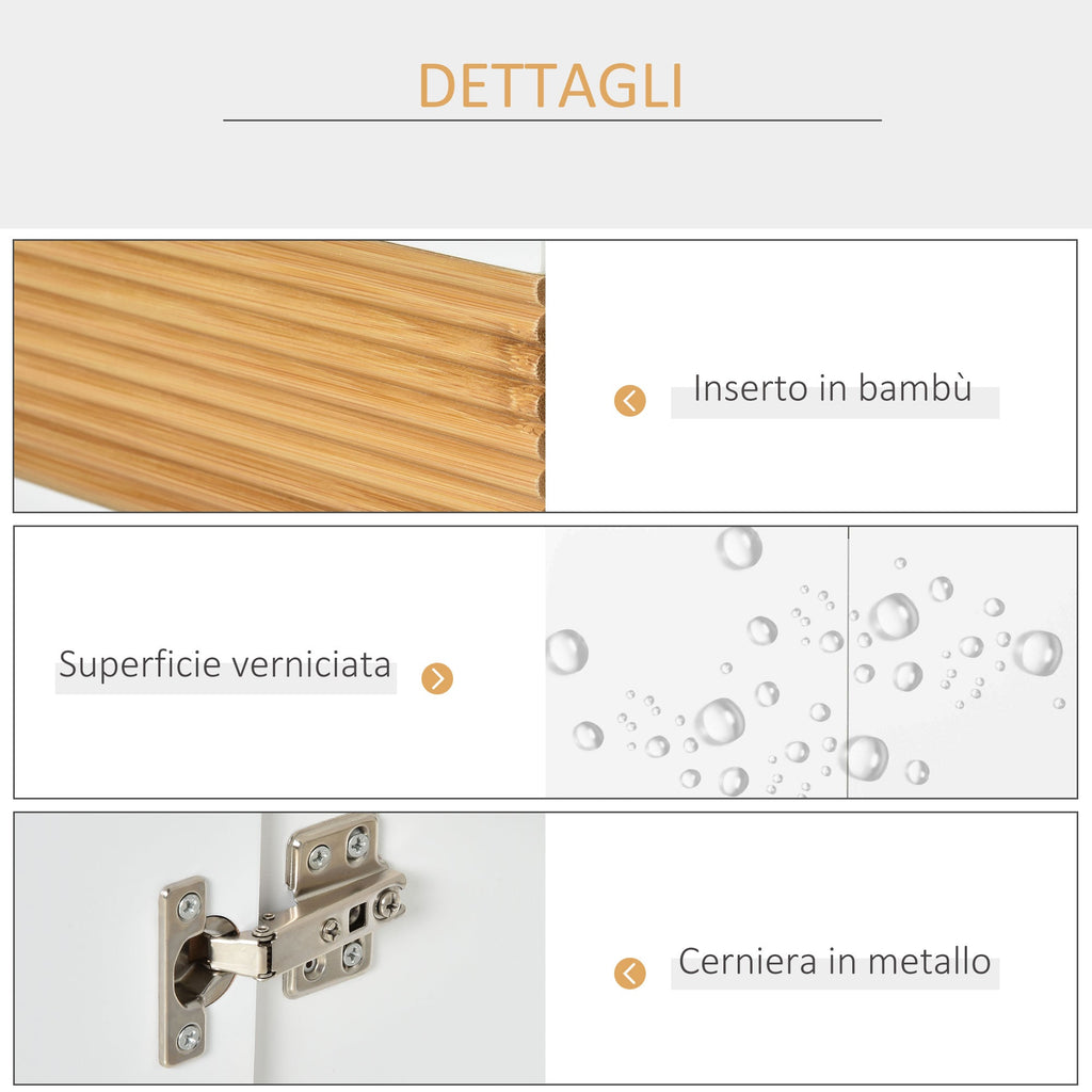 EasyComfort Mobile Moderno Sotto Lavabo Bagno per nascondere tubi idraulici, Sottolavandino with Antine in Legno white, 60x30x60.5cm