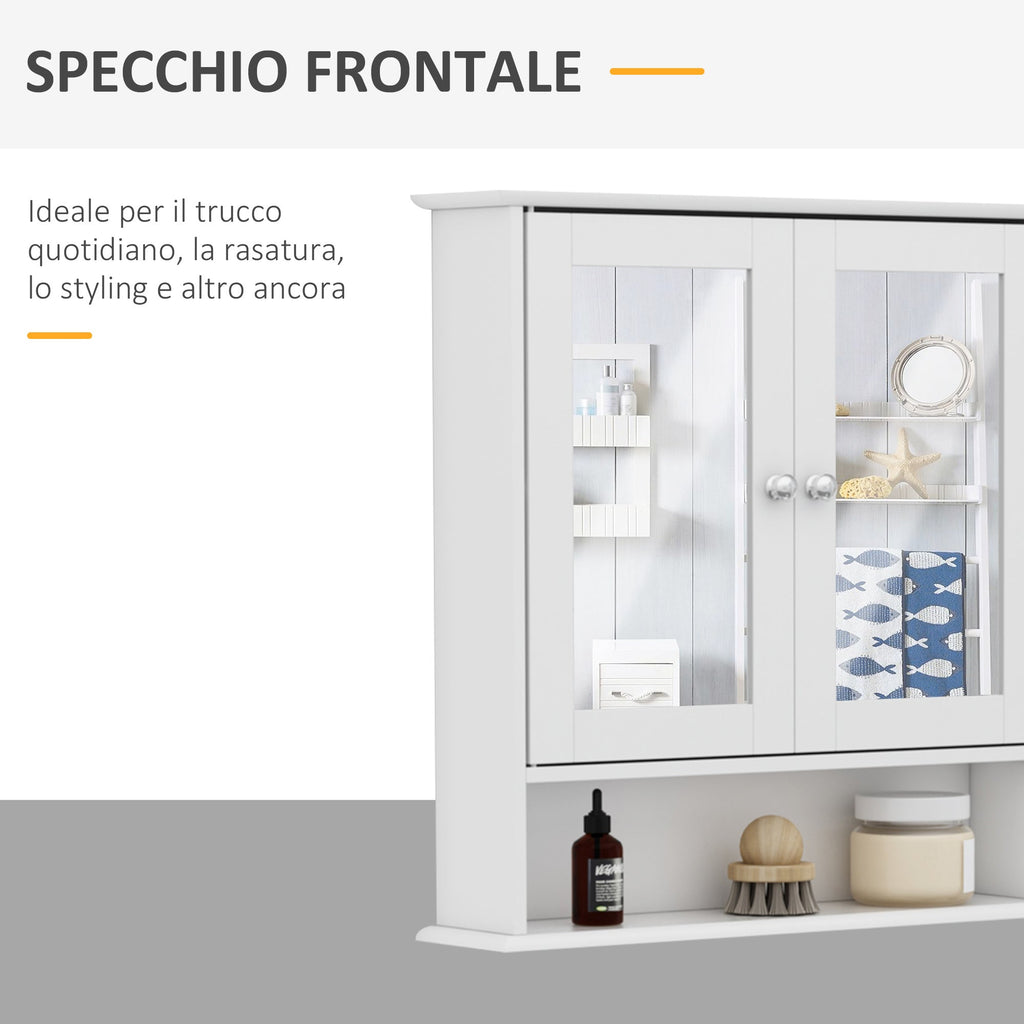 Easycomfort Mobiletto Armadietto a Muro with Specchio da Bagno Cucina in MDF 56 x 13 x 58cm white