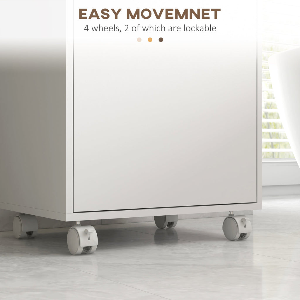 Easycomfort Mobiletto Bagno with Vassoio Rimovibile, Ripiano Aperto e Armadietto Chiuso, in Truciolato, 40x30x88 cm, white