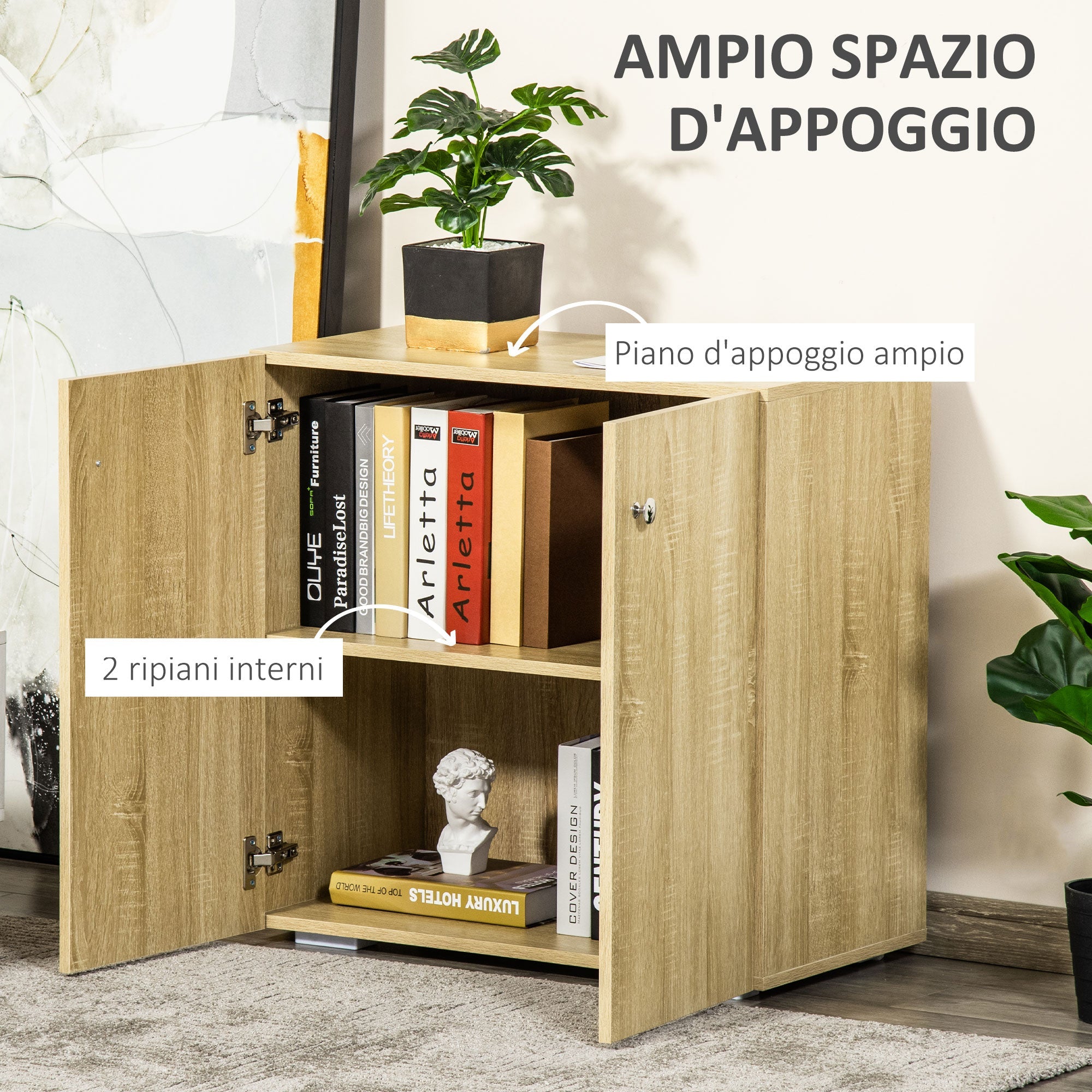 EasyComfort Mobiletto Multiuso 2-deurs kast 70x39x70 cm