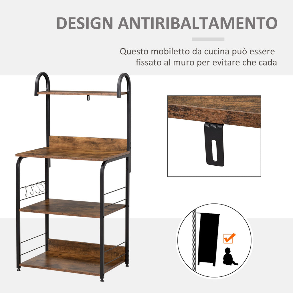 EasyComfort Magnetronkast 4 planken 4 haken 60x40x125 cm