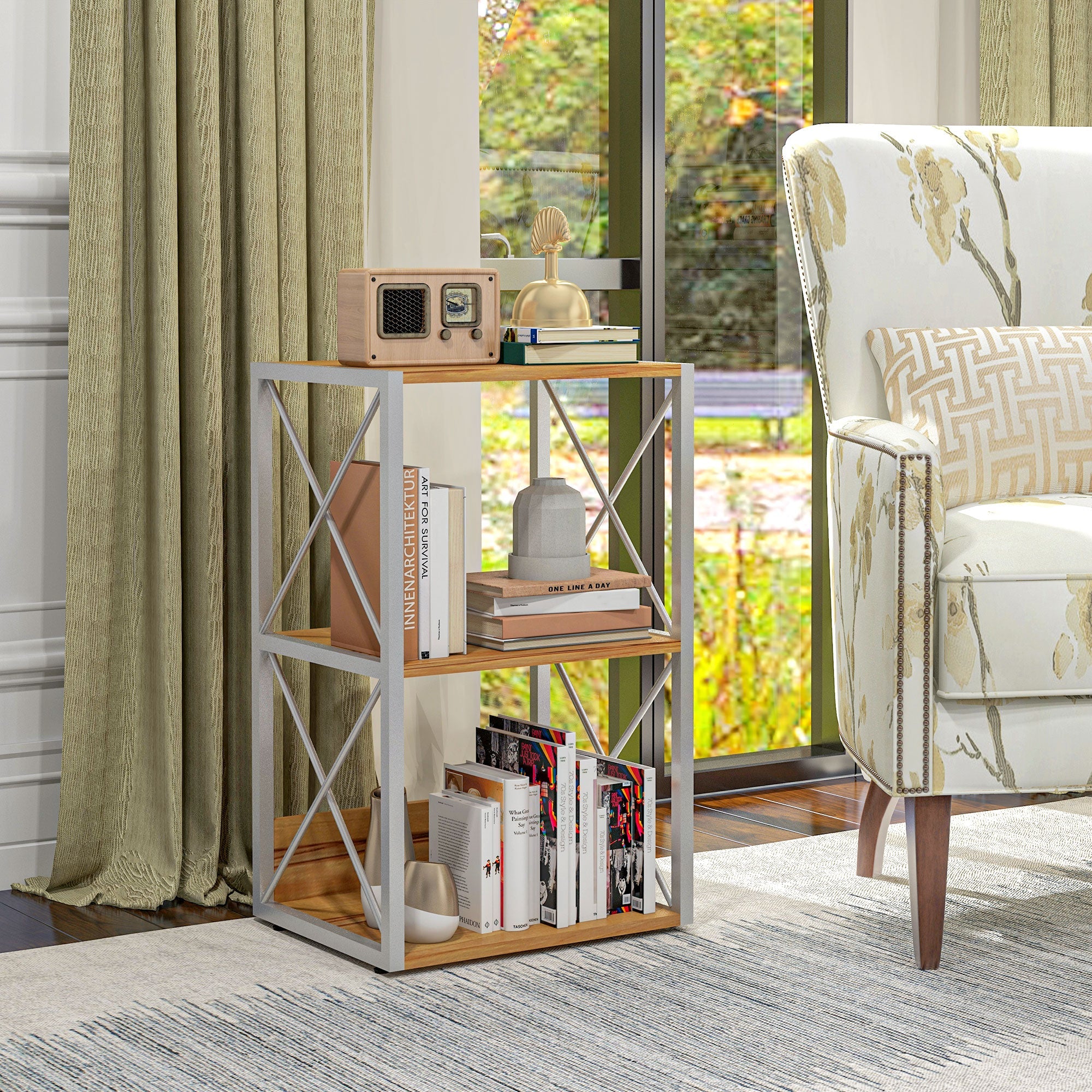 Easycomfort Mobiletto Scaffale per Soggiorno Cucina, Bagno 3 Ripiani Salvaspazio Legno 40x35x72.5cm