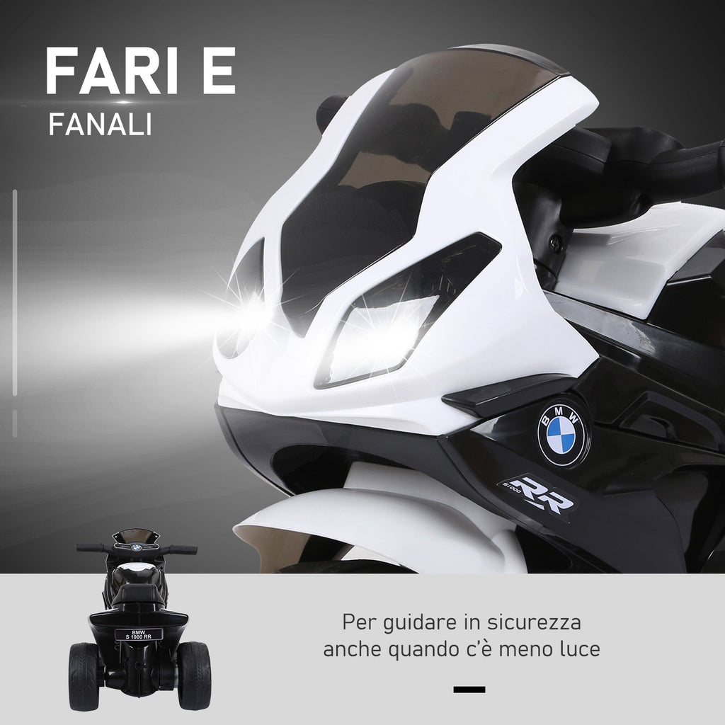 Easycomfort Moto Elettrica per Bambini Max. 20kg with Licenza BMW, Macchina Elettrica with 3 Ruote, Batteria Ricaricabile 6V, white Nera, 66x37x44cm