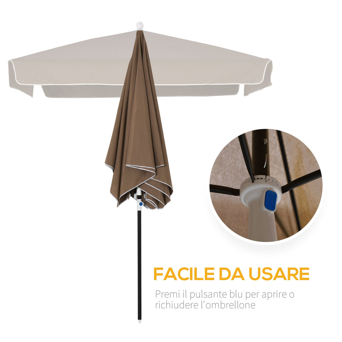 EasyComfort 2x2 m vierkante parasol – verstelbaar en draagbaar