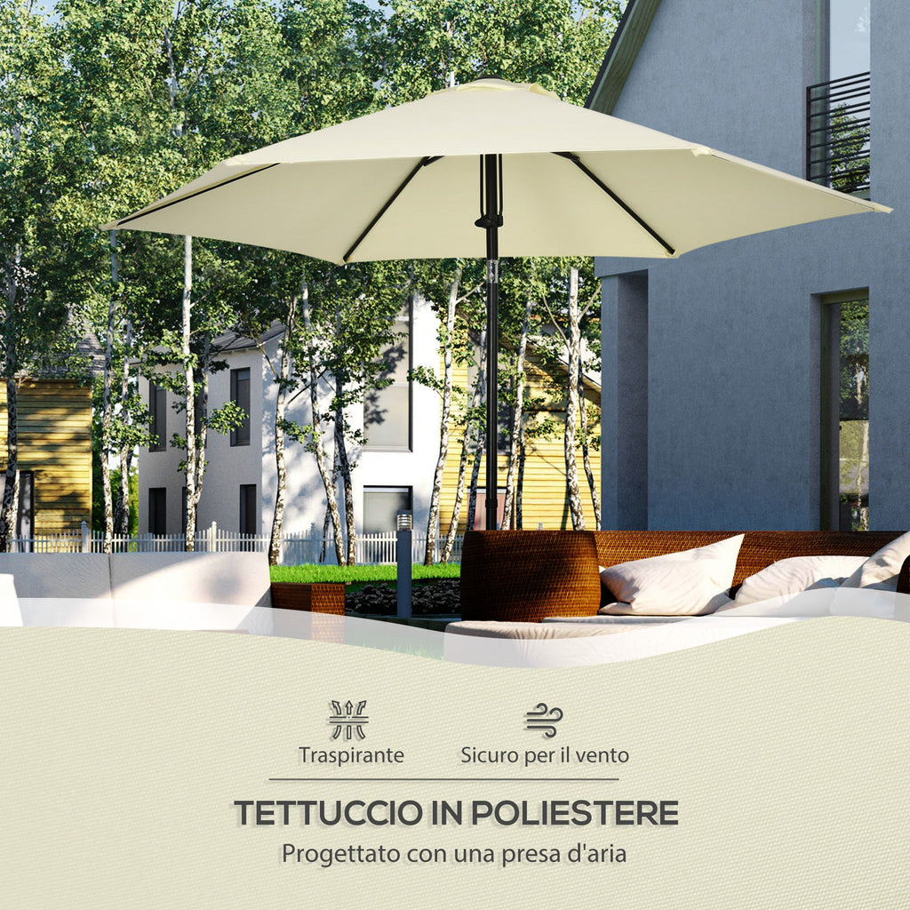 Easycomfort Ombrellone da Giardino 2.7x2.5 m, in Poliestere e Metallo with Tettuccio Inclinabile, Beige black