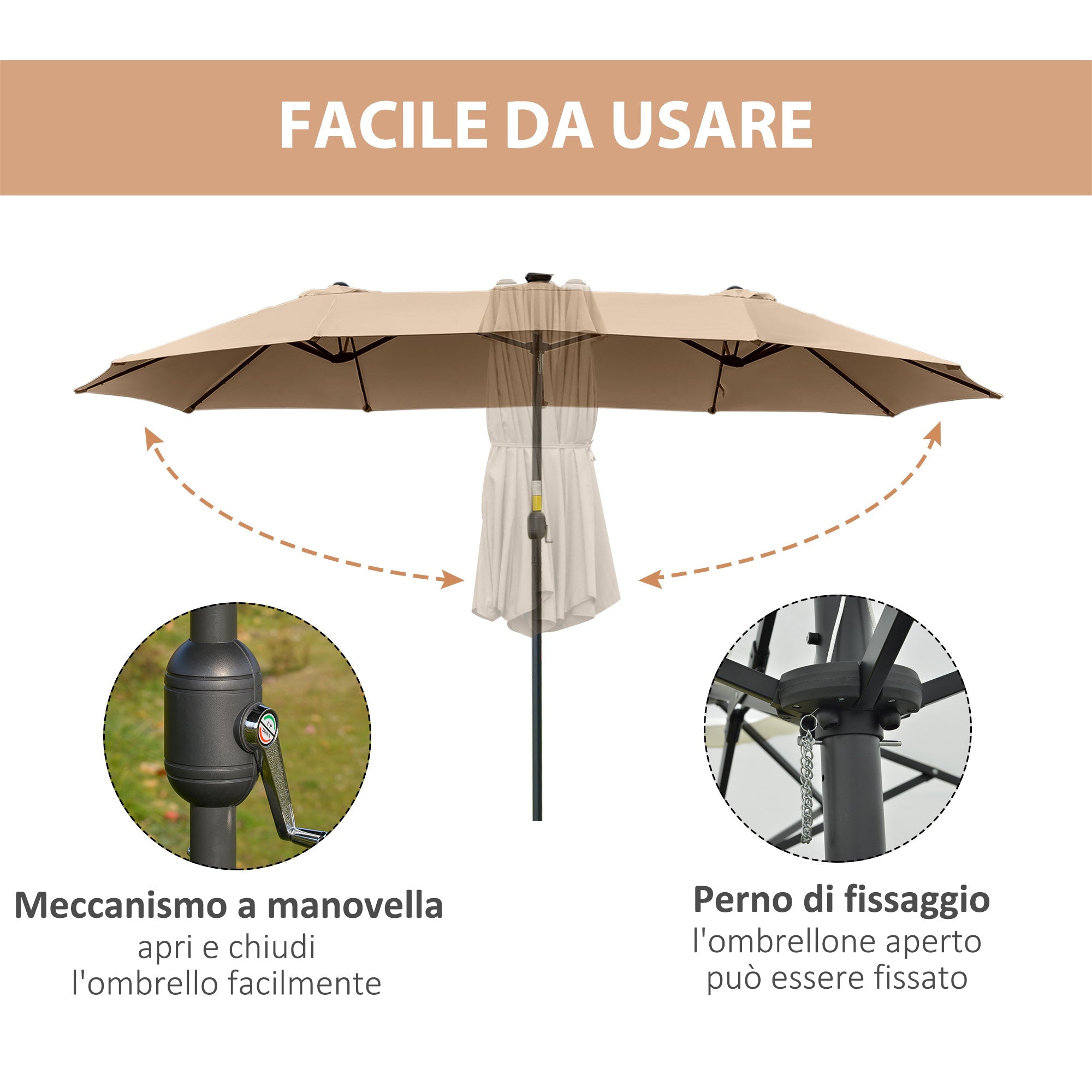 EasyComfort Dubbele tuinparasol 4.5 m met 48 LED