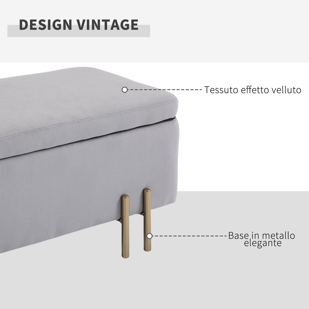 Easycomfort Panca Contenitore Imbottita per Soggiorno e Camera da Letto, 100 x 40 x 42 cm, Grigio