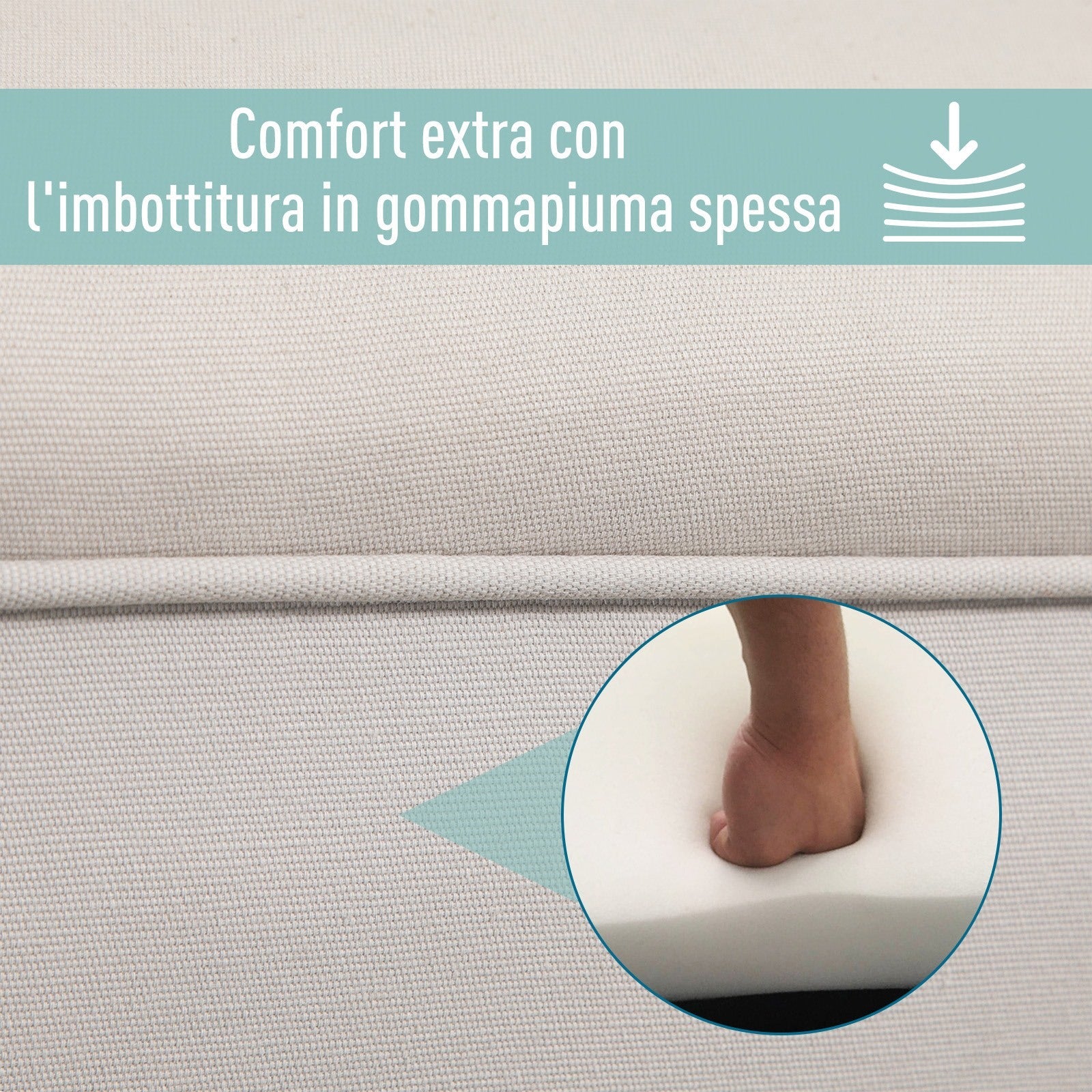 Easycomfort Panca Fondo Letto with Braccioli Arrotolati, Panca Imbottita per Camera da Letto, Grigio, 102x36x51cm