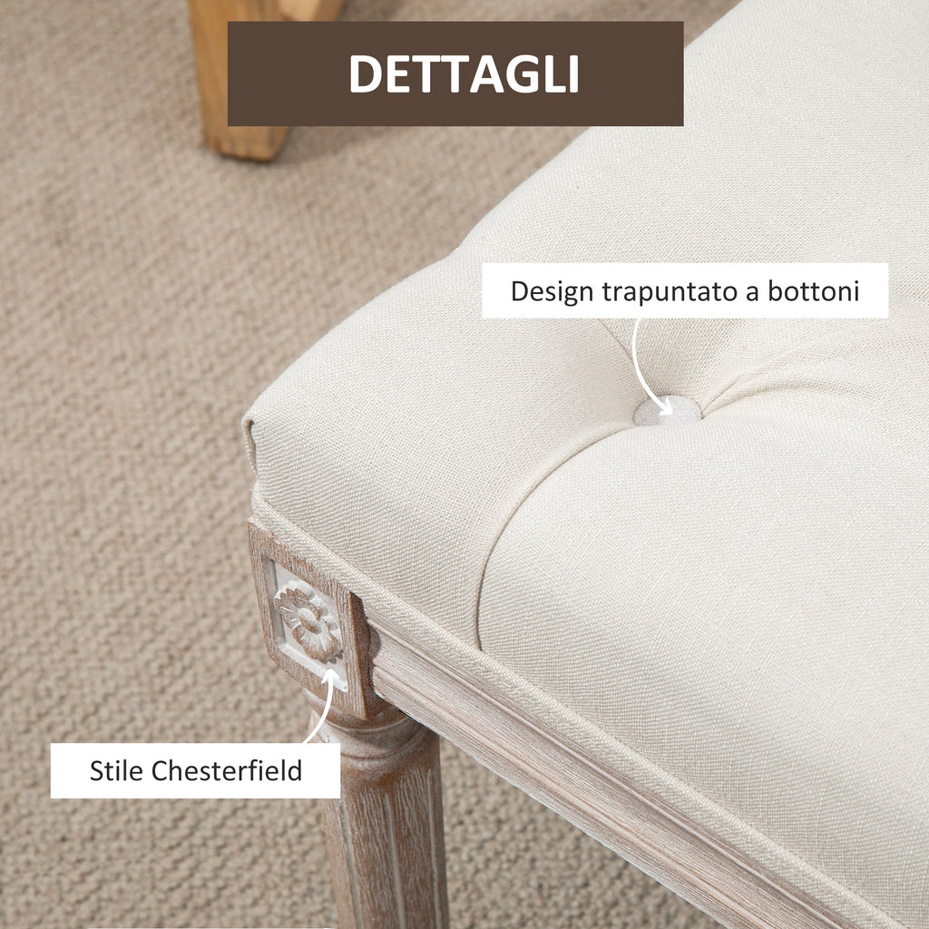 Easycomfort Panca Fondo Letto Imbottita with Rivestimento Effetto Lino e Gambe in Legno, 80x40x41cm, Beige