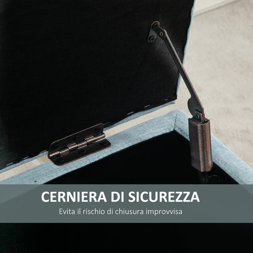 Easycomfort Panca Imbottita Contenitore in Tessuto with Design Scandinavo, 110x39x45Acm - Azzurro
