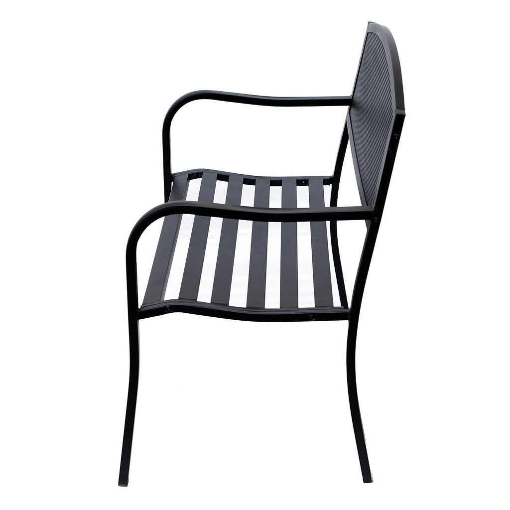 EASYCOMFORT Outdoor Bench in Steel, Black, 127x60x85cm