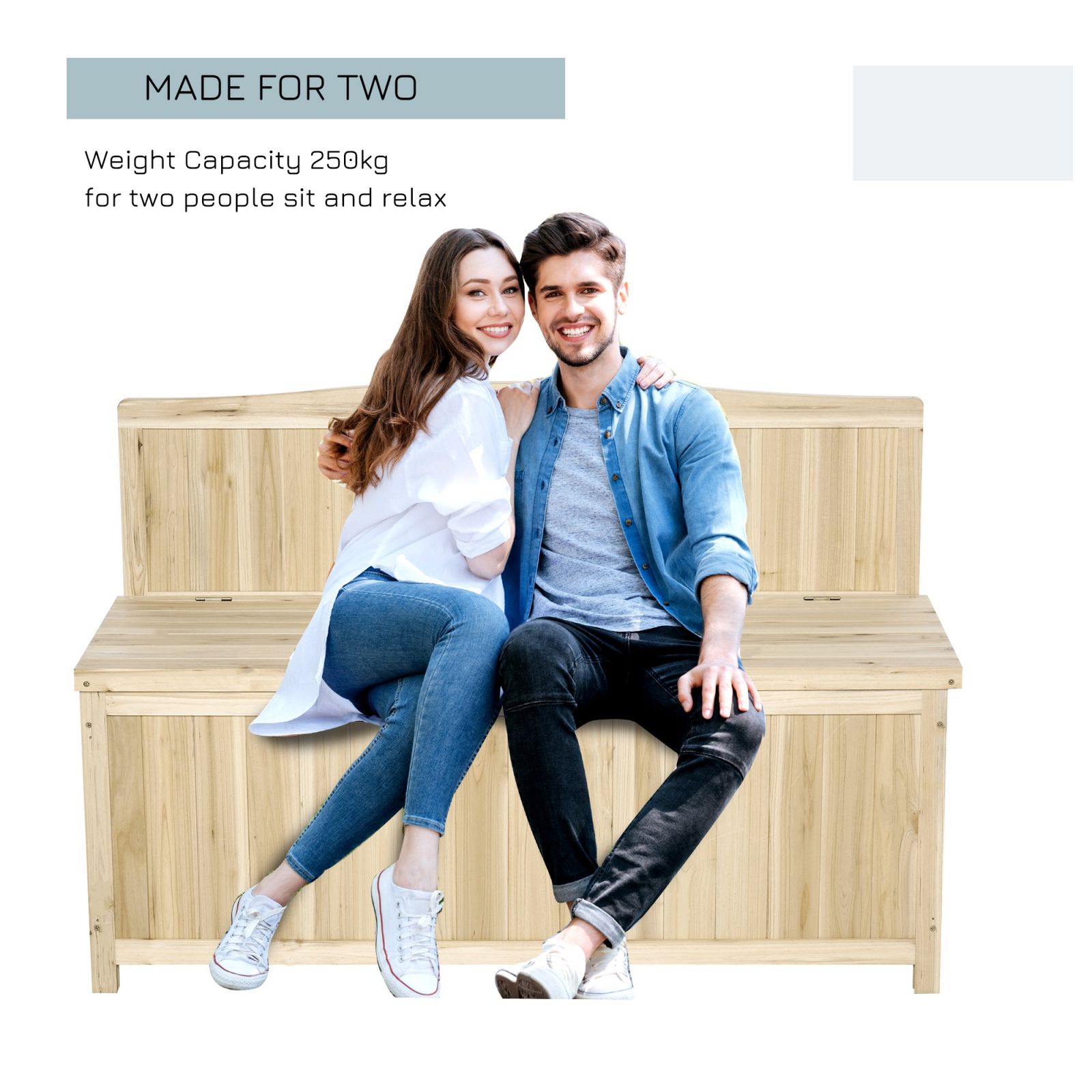 EASYCOMFORT Wooden Garden Bench Outdoor Container with Backrest